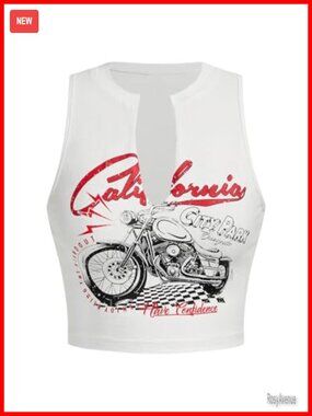 Letter Graphic Cropped Tank Top Streetwear Sleeveless Women's